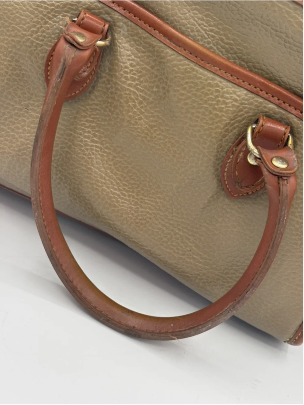 Dooney & Bourke Brown Olive Satchel Bag with Logo, Bag Charm, Zip, Gold Hardware